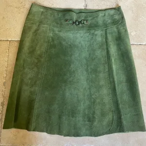 1990s vintage United Colors of Benetton Green Suede Skirt Medium