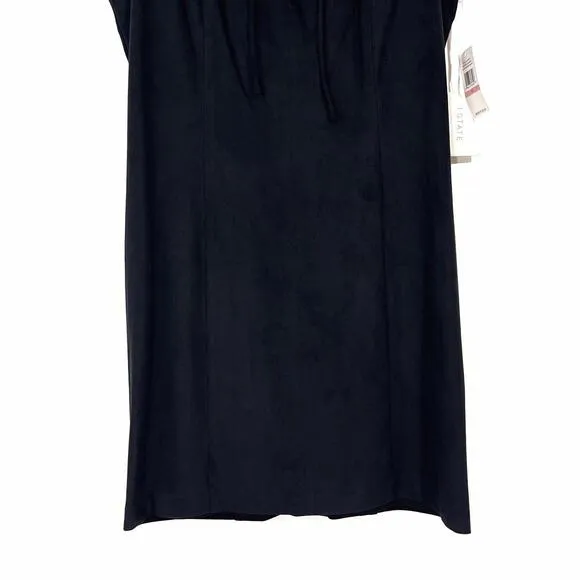 1.State Women’s Size 10 Medium Black Faux Suede Front Lace Up Sheath Dress NWT