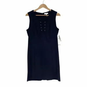 1.State Women’s Size 10 Medium Black Faux Suede Front Lace Up Sheath Dress NWT