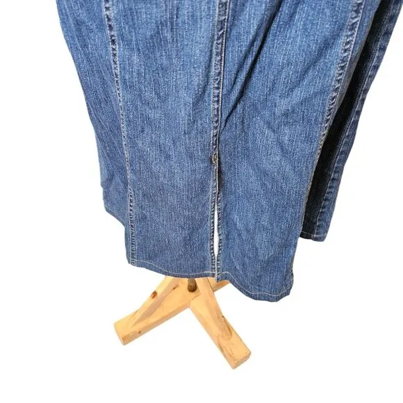 90s Womens Size‎ 12 Denim Jean Skirt Midi Woven Tie Belt Western Long Classic