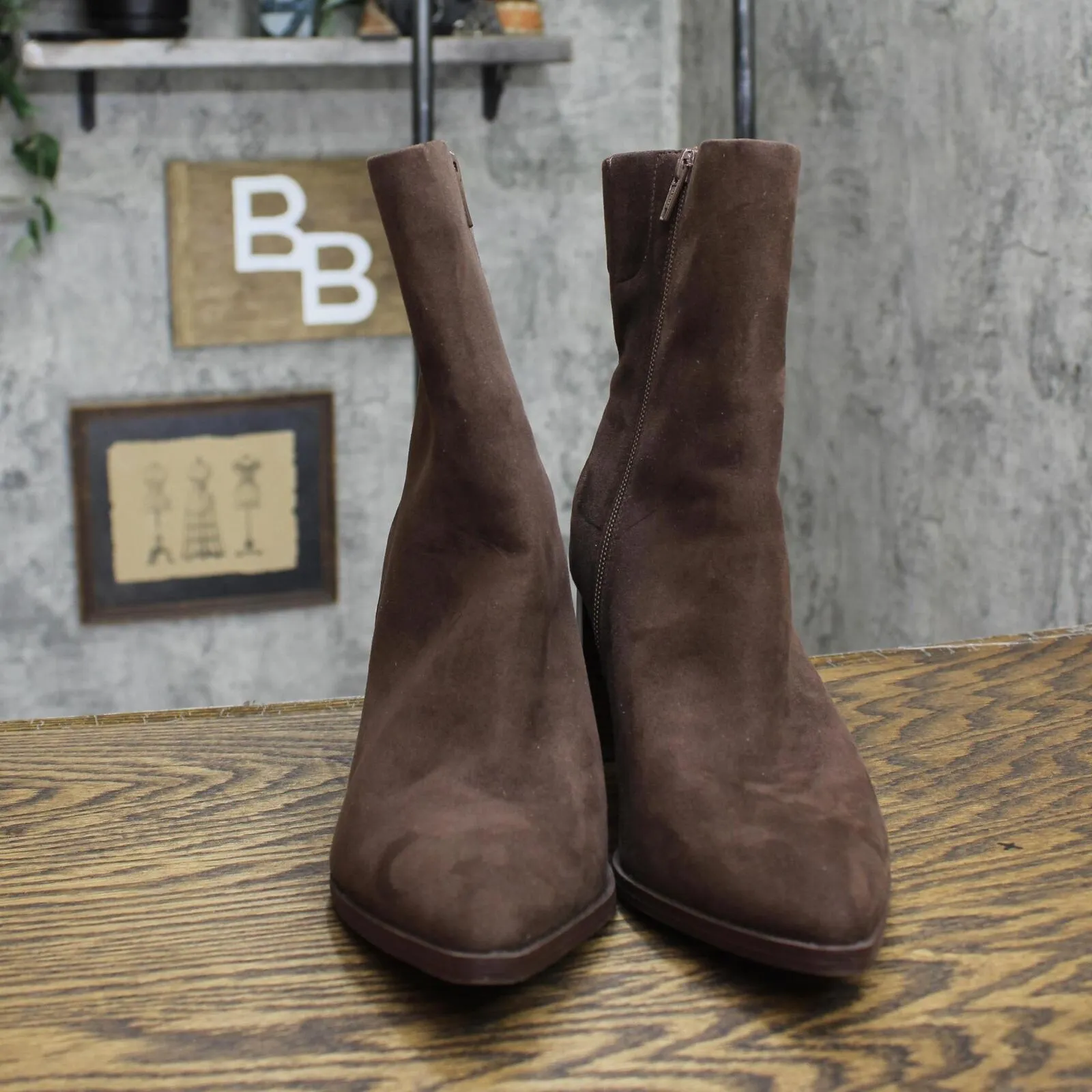 A New Day Womens Block Heel Suede Booties Shoes 16695c7fcdcd4b Brown 9M