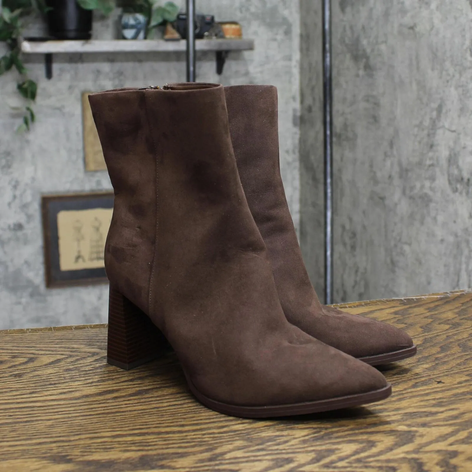 A New Day Womens Block Heel Suede Booties Shoes 16695c7fcdcd4b Brown 9M