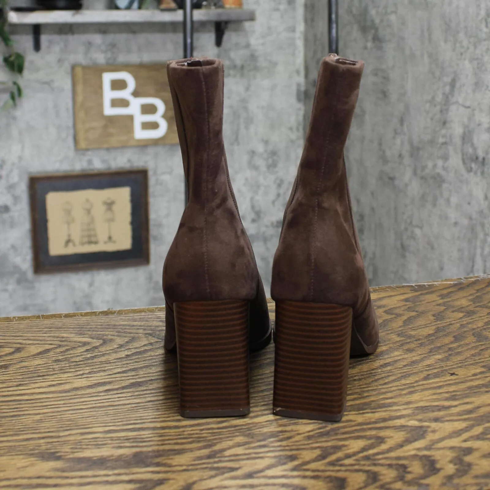A New Day Womens Block Heel Suede Booties Shoes 16695c7fcdcd4b Brown 9M