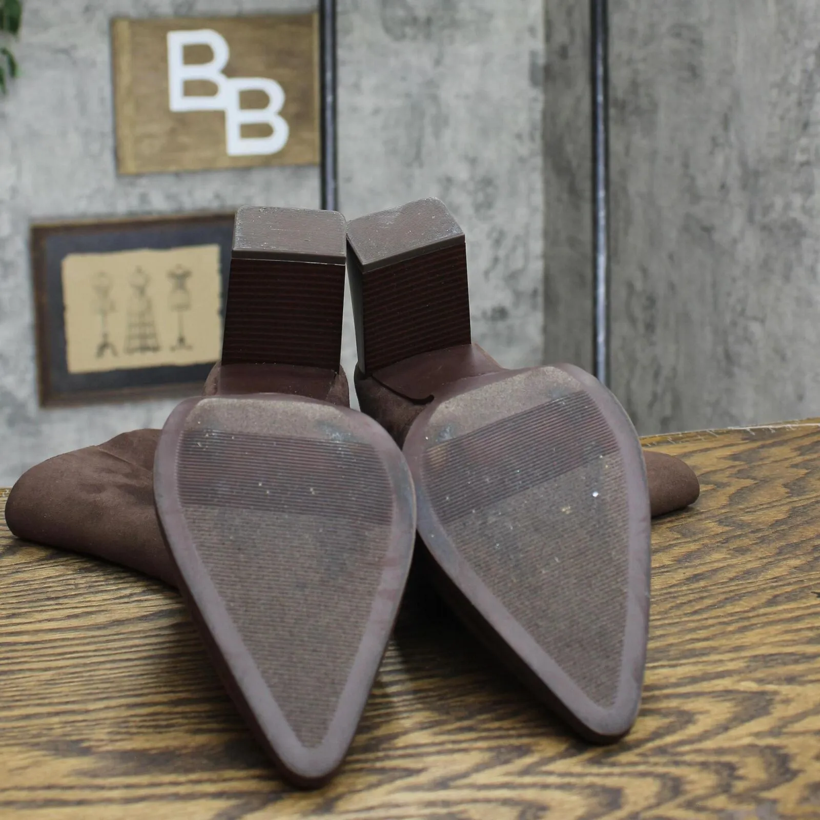A New Day Womens Block Heel Suede Booties Shoes 16695c7fcdcd4b Brown 9M