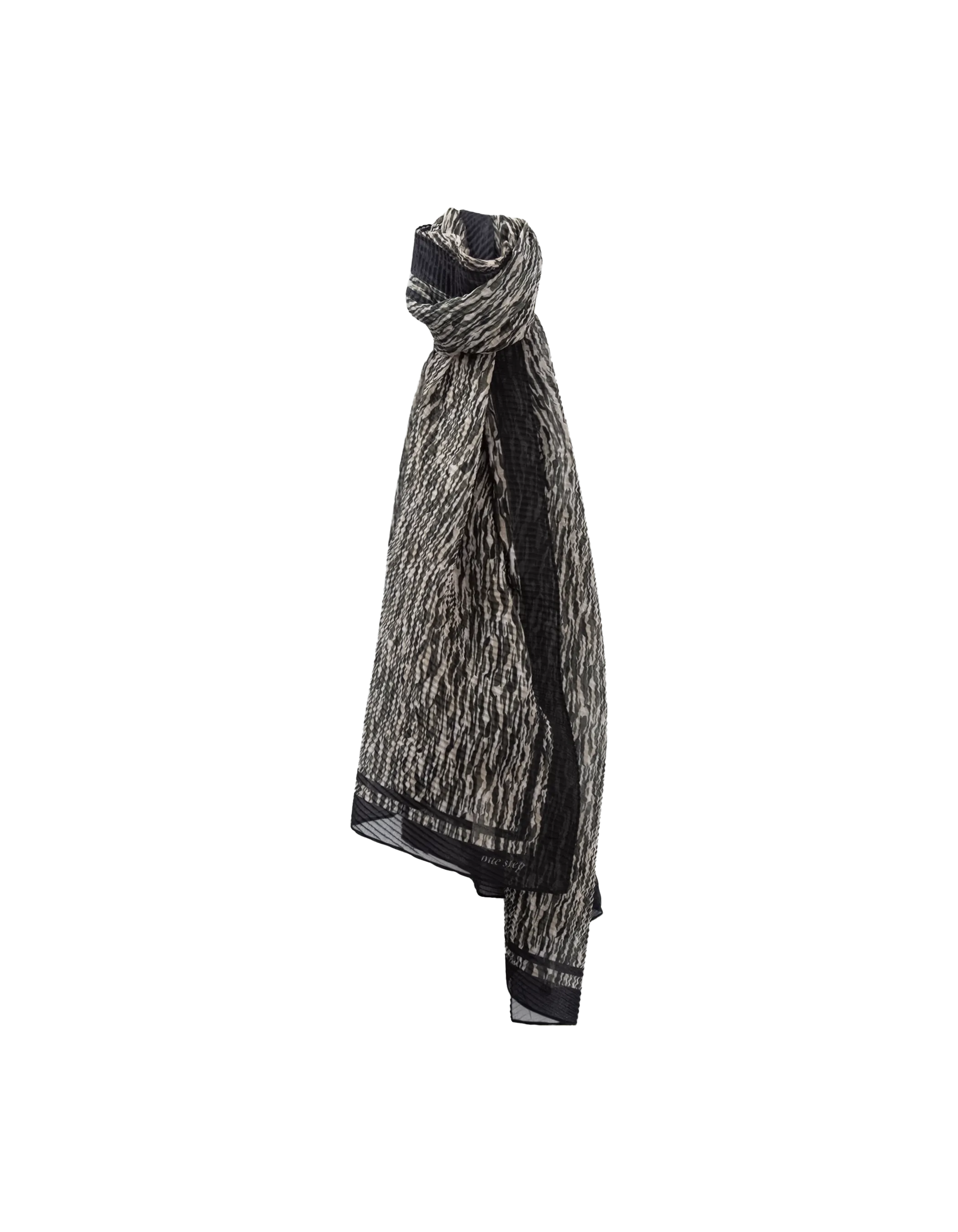 AELIS - Foulard beige plissé à imprimé zèbre abstrait