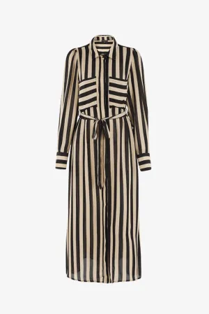 AMONG THE BRAVE Cyprus Long-Sleeve Shirt Dress - Black Stripe