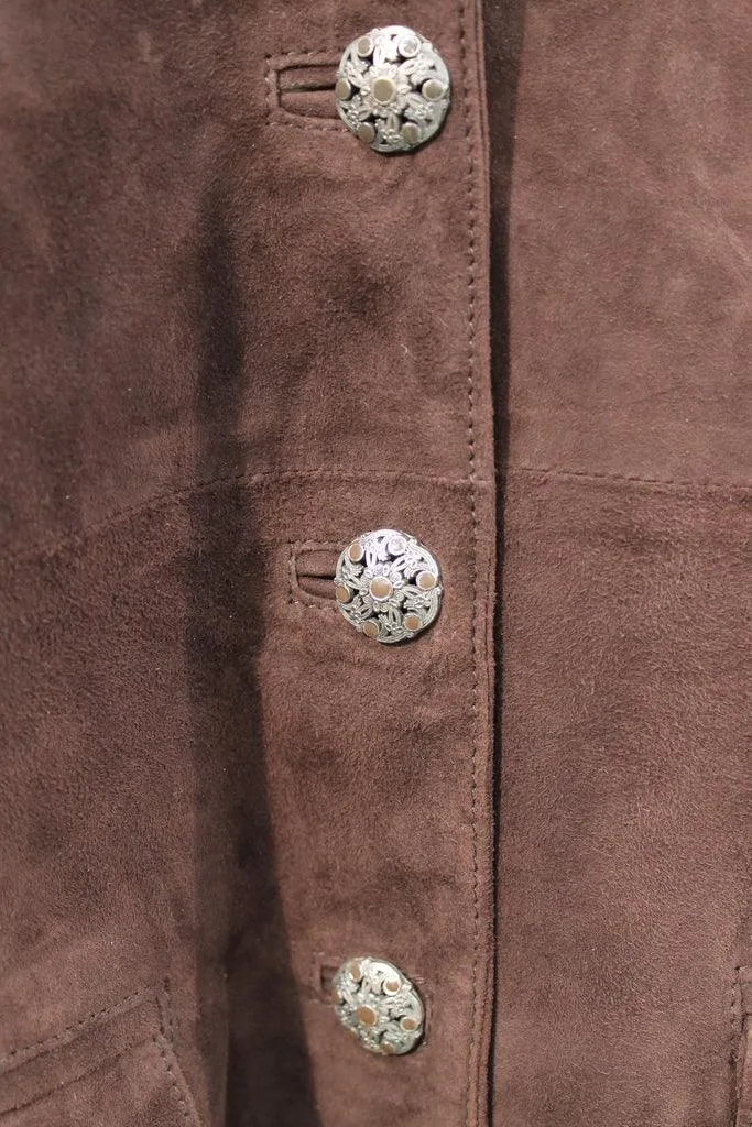 Anna Lascata Womens Long Suede Coat Brown