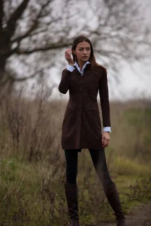 Anna Lascata Womens Long Suede Coat Brown