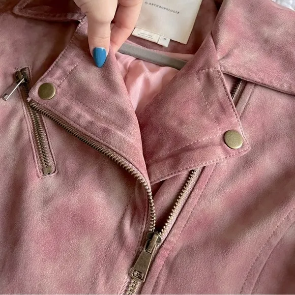 Anthropologie - by Anthropologie - Lucy Faux Suede Tie Dye Moto Jacket - Pink