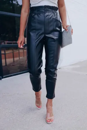 Arya Faux Leather Pants - Black