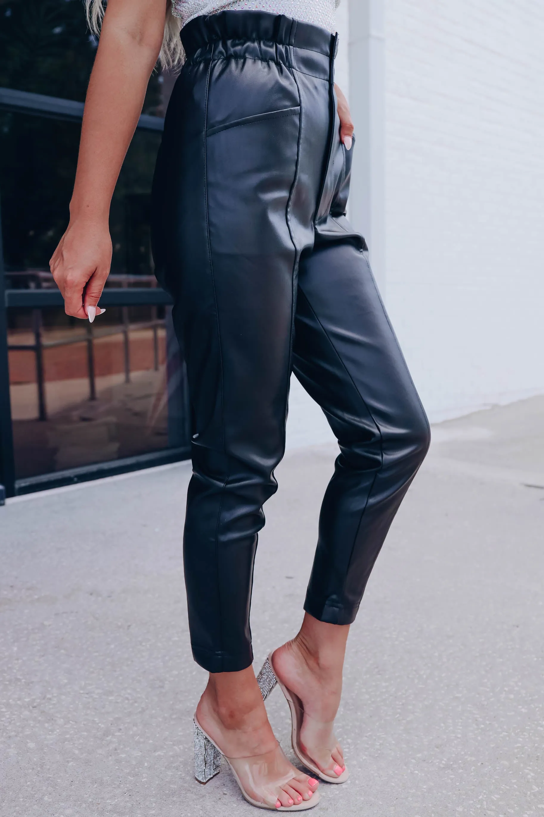 Arya Faux Leather Pants - Black