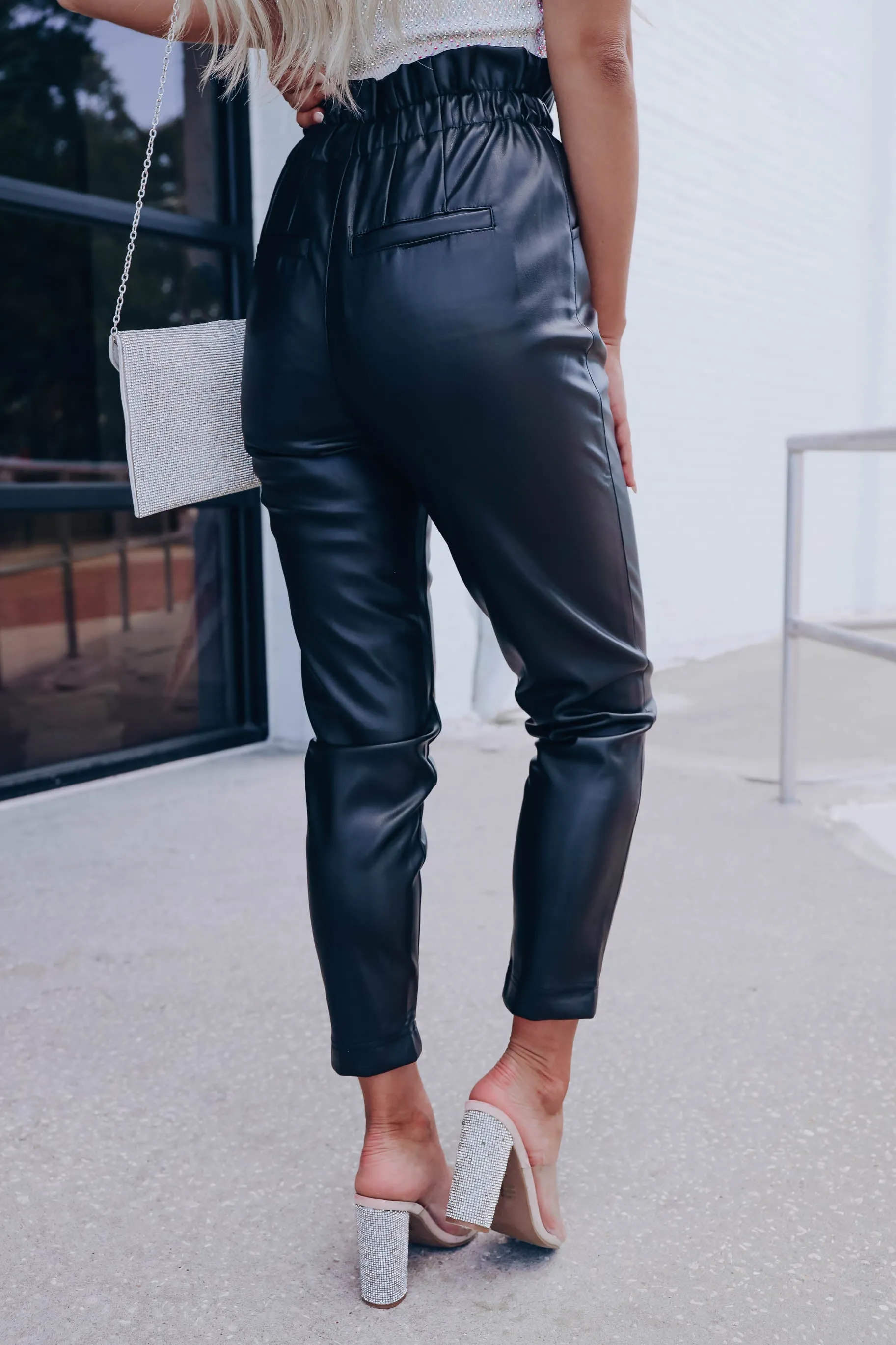 Arya Faux Leather Pants - Black