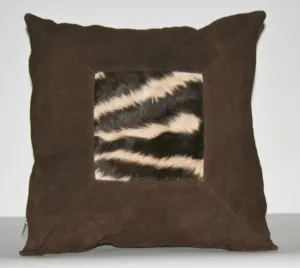 Authentic African Zebra & Suede Pillow 18" X 18"