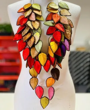 Autumn Leaves Embroidered Necklace
