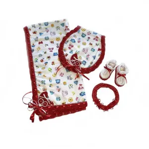 Baby Blanket Carriage Red Gift Set