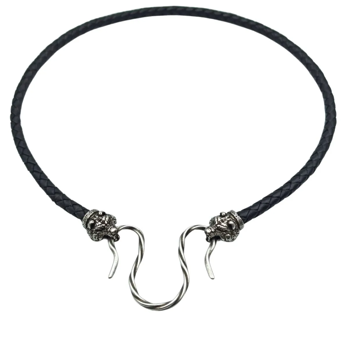 Bear head leather necklace with Silver plated clasps