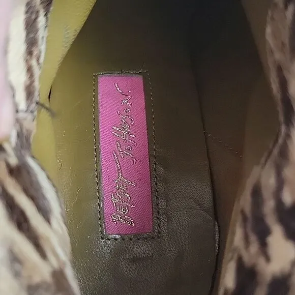 Betsey Johnson Tobi animal print brown suede booties Women's Size 6M