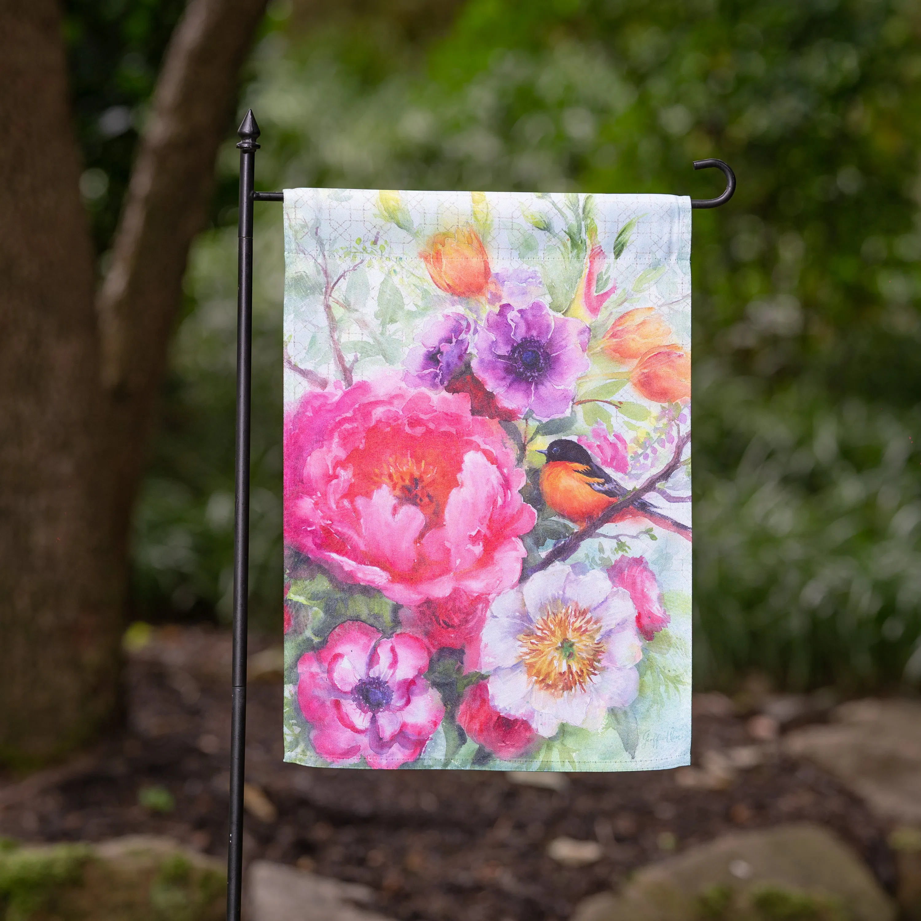 Bird Blossom Suede Garden Flag,14s11556