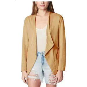 BLANKNYC Faux Suede Open Blazer Nude Tan Adjustable Cinched Waist , Small