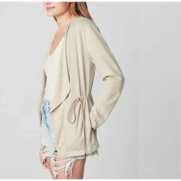 BLANKNYC Faux Suede Open Blazer Nude Tan Adjustable Cinched Waist , Small