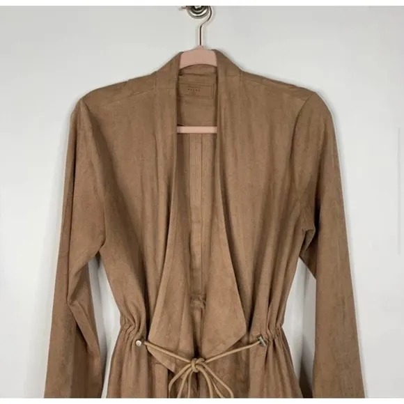 BLANKNYC Faux Suede Open Blazer Nude Tan Adjustable Cinched Waist , Small