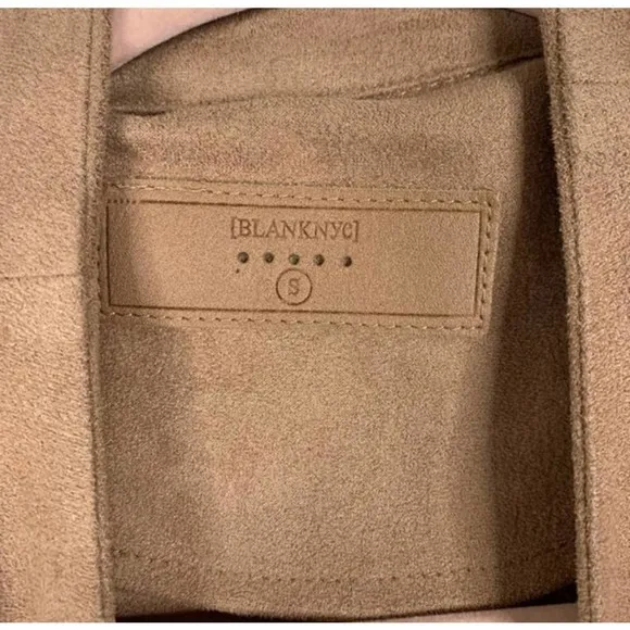 BLANKNYC Faux Suede Open Blazer Nude Tan Adjustable Cinched Waist , Small