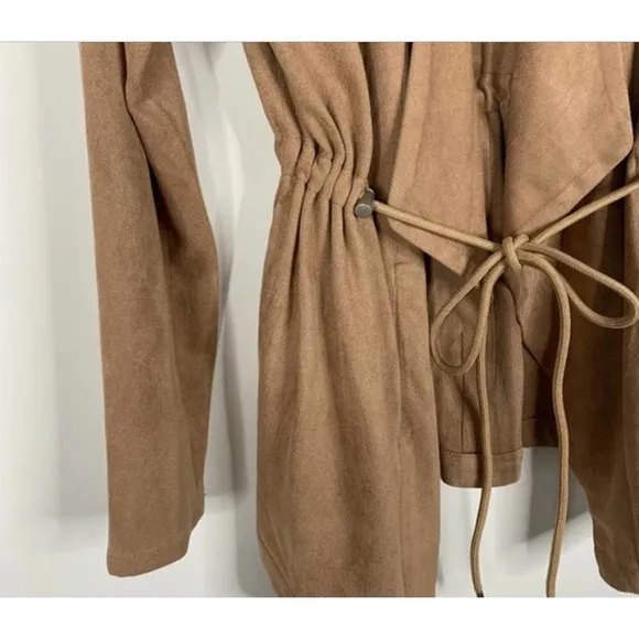 BLANKNYC Faux Suede Open Blazer Nude Tan Adjustable Cinched Waist , Small