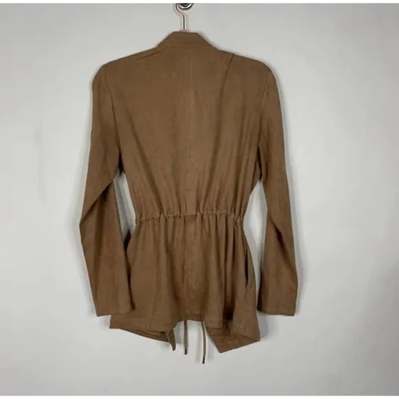 BLANKNYC Faux Suede Open Blazer Nude Tan Adjustable Cinched Waist , Small