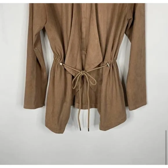 BLANKNYC Faux Suede Open Blazer Nude Tan Adjustable Cinched Waist , Small