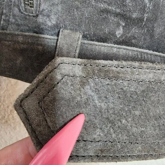 BlankNYC Morning Suede Moto Jacket in French Gray Women's Size Medium