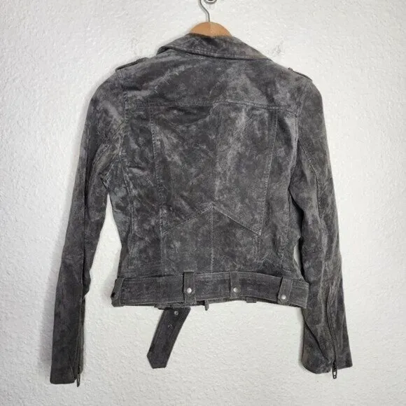BlankNYC Morning Suede Moto Jacket in French Gray Women's Size Medium
