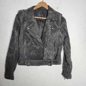 BlankNYC Morning Suede Moto Jacket in French Gray Women's Size Medium