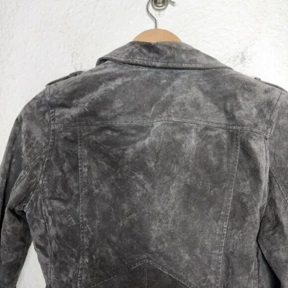 BlankNYC Morning Suede Moto Jacket in French Gray Women's Size Medium