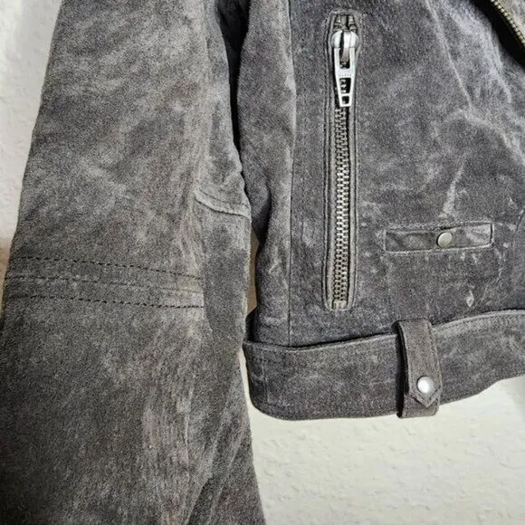 BlankNYC Morning Suede Moto Jacket in French Gray Women's Size Medium