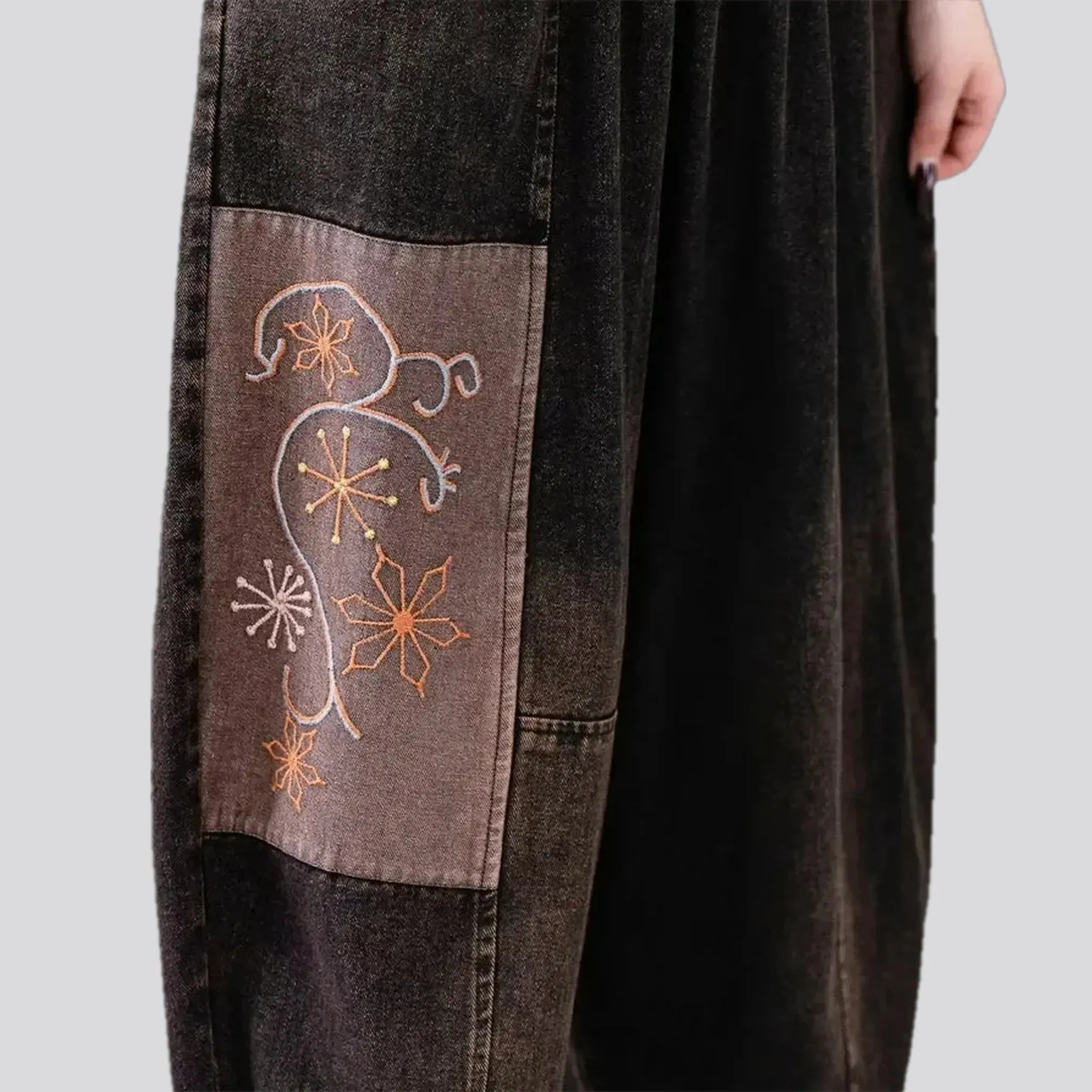 Boho chic women's denim joggers