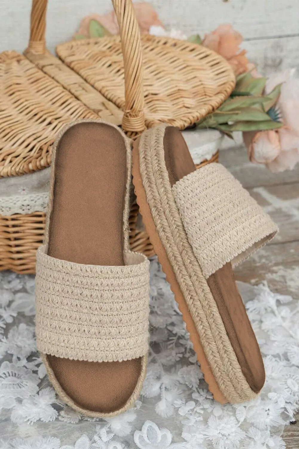 Boho Wedge White Slippers Convenient Woven Ultimate savings Non-slip