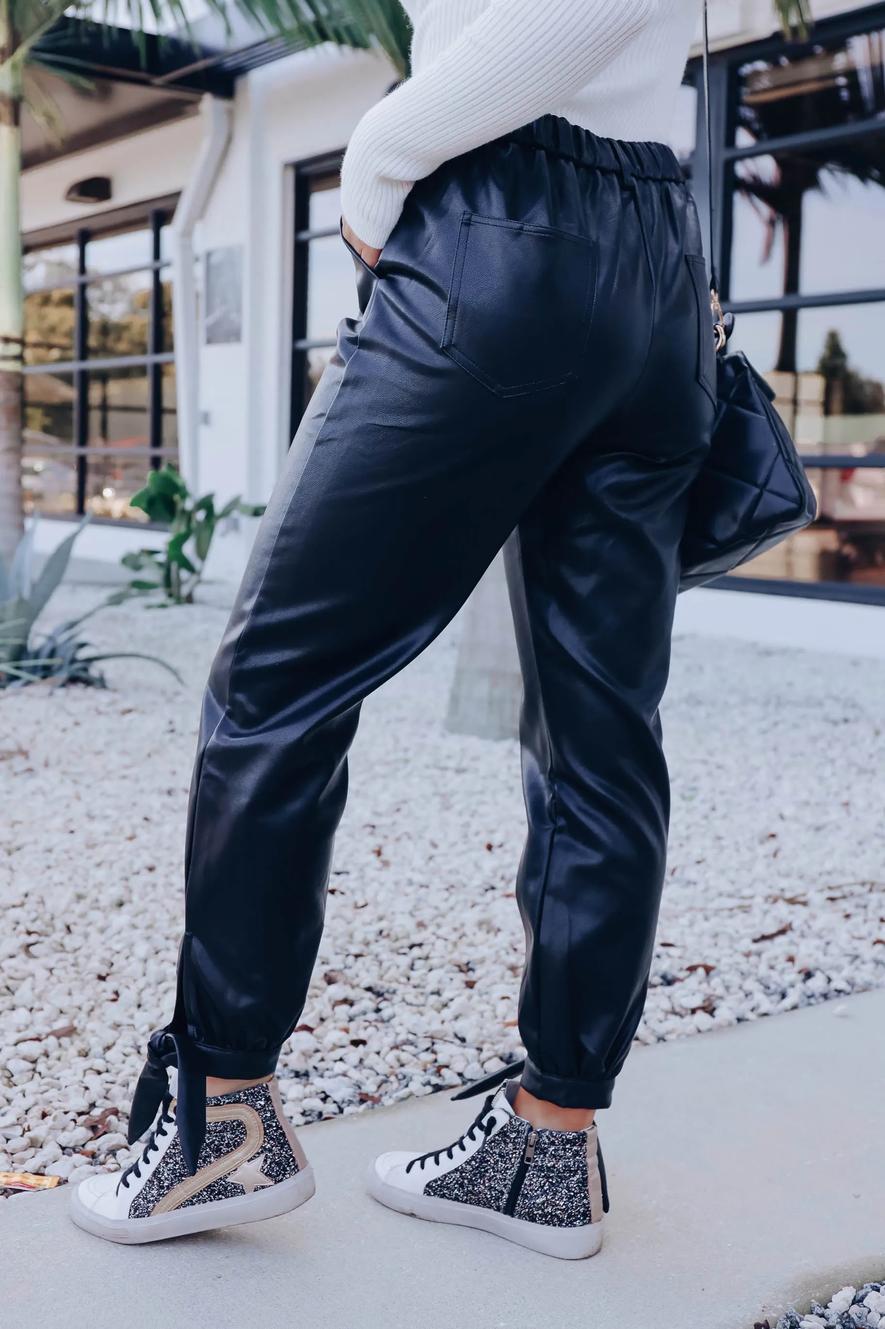 Boss Lady Faux Leather Pants - Black