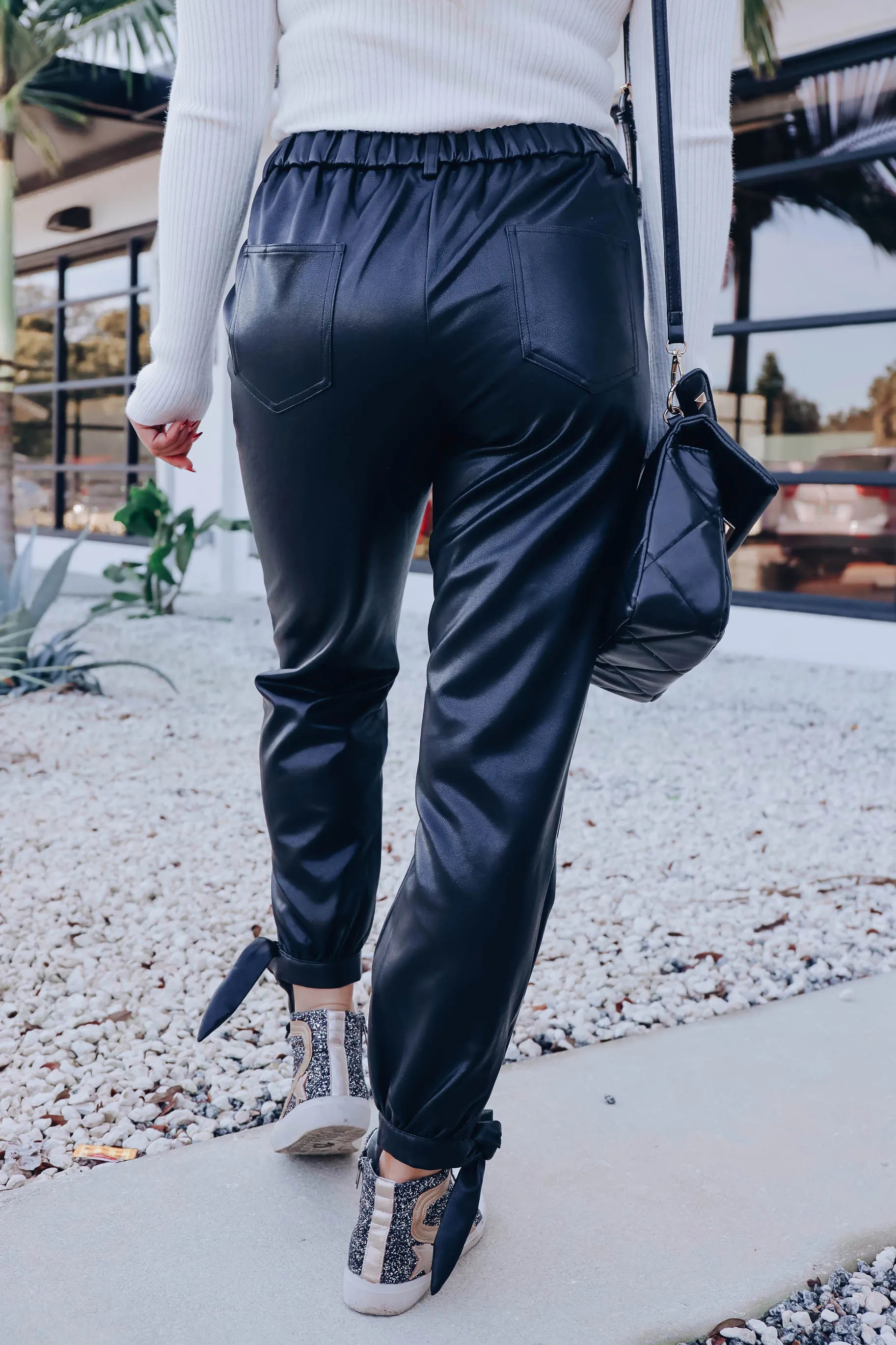 Boss Lady Faux Leather Pants - Black