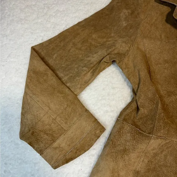 Brandon Thomas Women Brown Genuine Leather Suede Collar Jacket