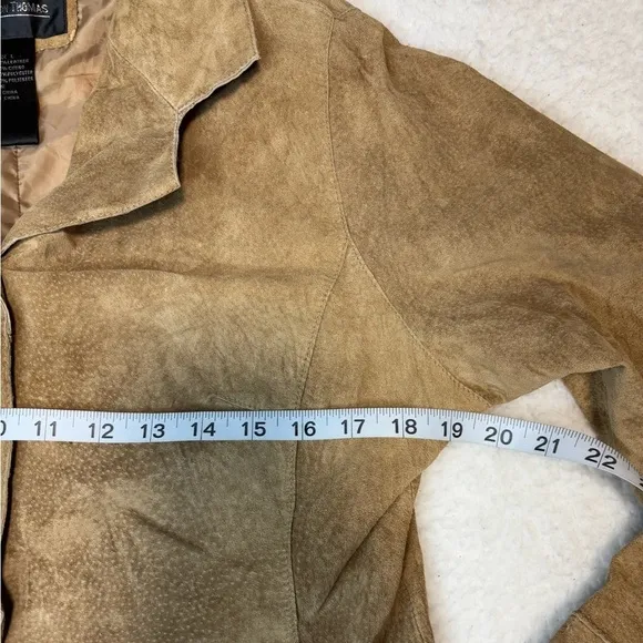 Brandon Thomas Women Brown Genuine Leather Suede Collar Jacket