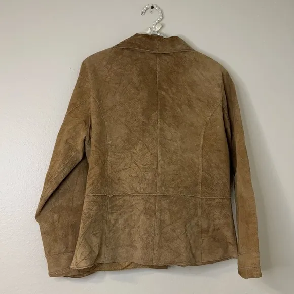 Brandon Thomas Women Brown Genuine Leather Suede Collar Jacket