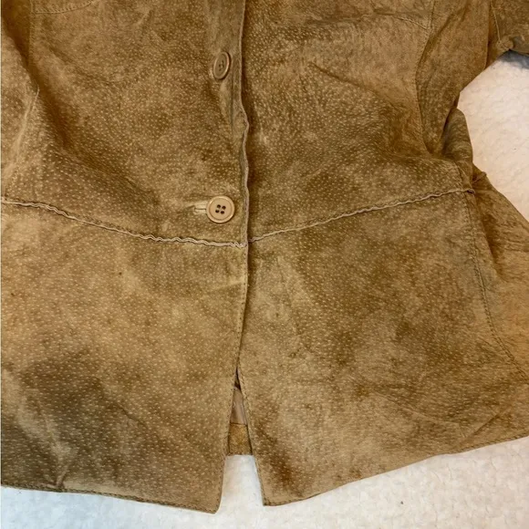 Brandon Thomas Women Brown Genuine Leather Suede Collar Jacket