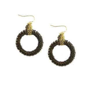 BROWN CIRCLE MESH EARRINGS  #SE1044_MULTI (BH14)