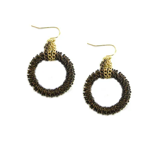 BROWN CIRCLE MESH EARRINGS  #SE1044_MULTI (BH14)