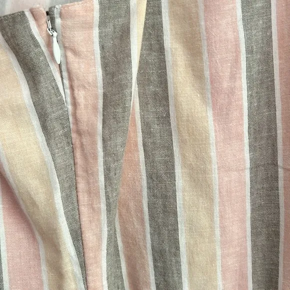 Caslon Cabana Stripe Linen Lattice Trim Tiered Maxi Dress Vertical Stripes