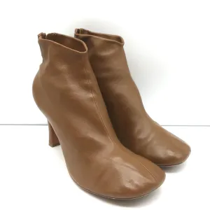 Celine Glove Booties Brown Stretch Leather Size 41 High Heel Ankle Boots