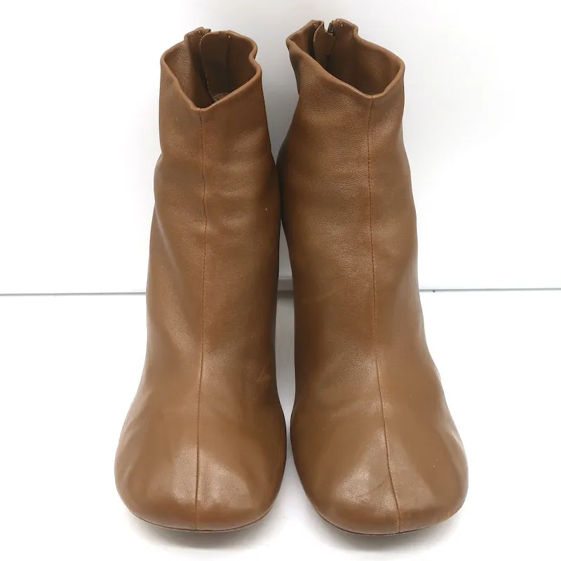Celine Glove Booties Brown Stretch Leather Size 41 High Heel Ankle Boots