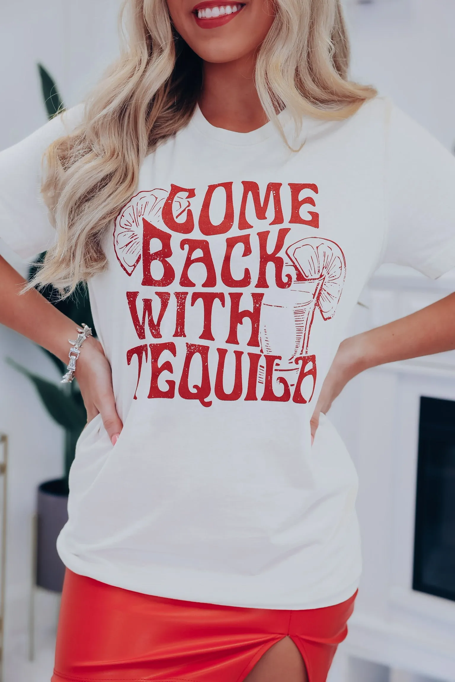 Come Back With Tequila Graphic Tee - Vintage White