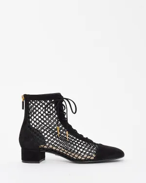 Dior Black Suede Mesh Naughtily-D Ankle Booties - 38