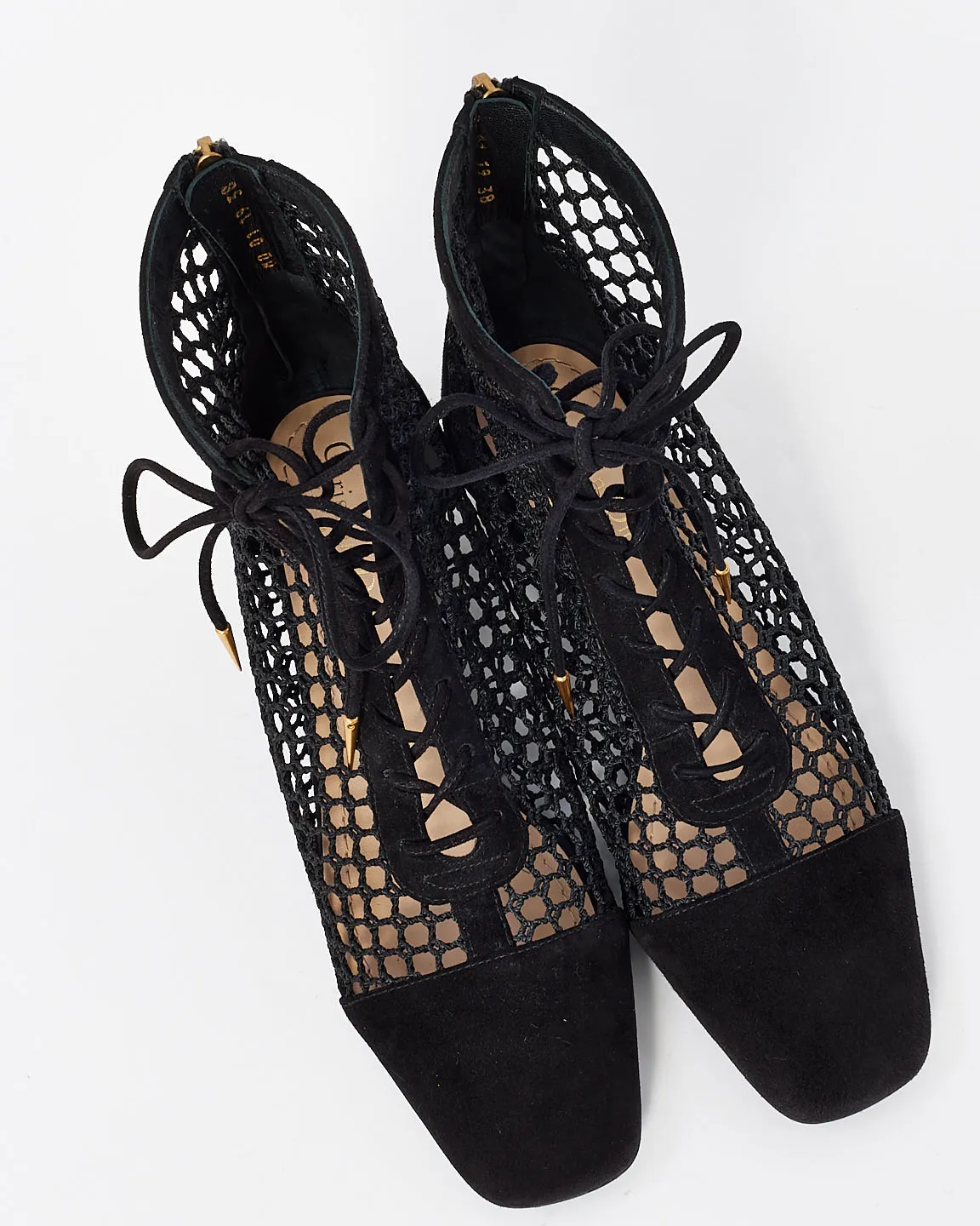 Dior Black Suede Mesh Naughtily-D Ankle Booties - 38